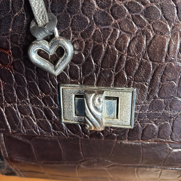 Brighton Ann Marie Bag Black Pearl Chocolate Brown Crocodile Embossed Crossbody - Picture 17 of 17